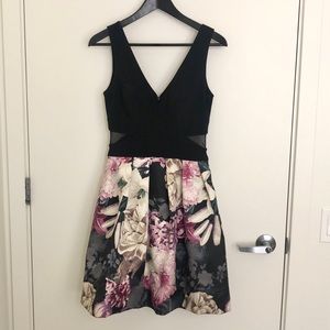 Floral Multi Color Mesh Waist Dress